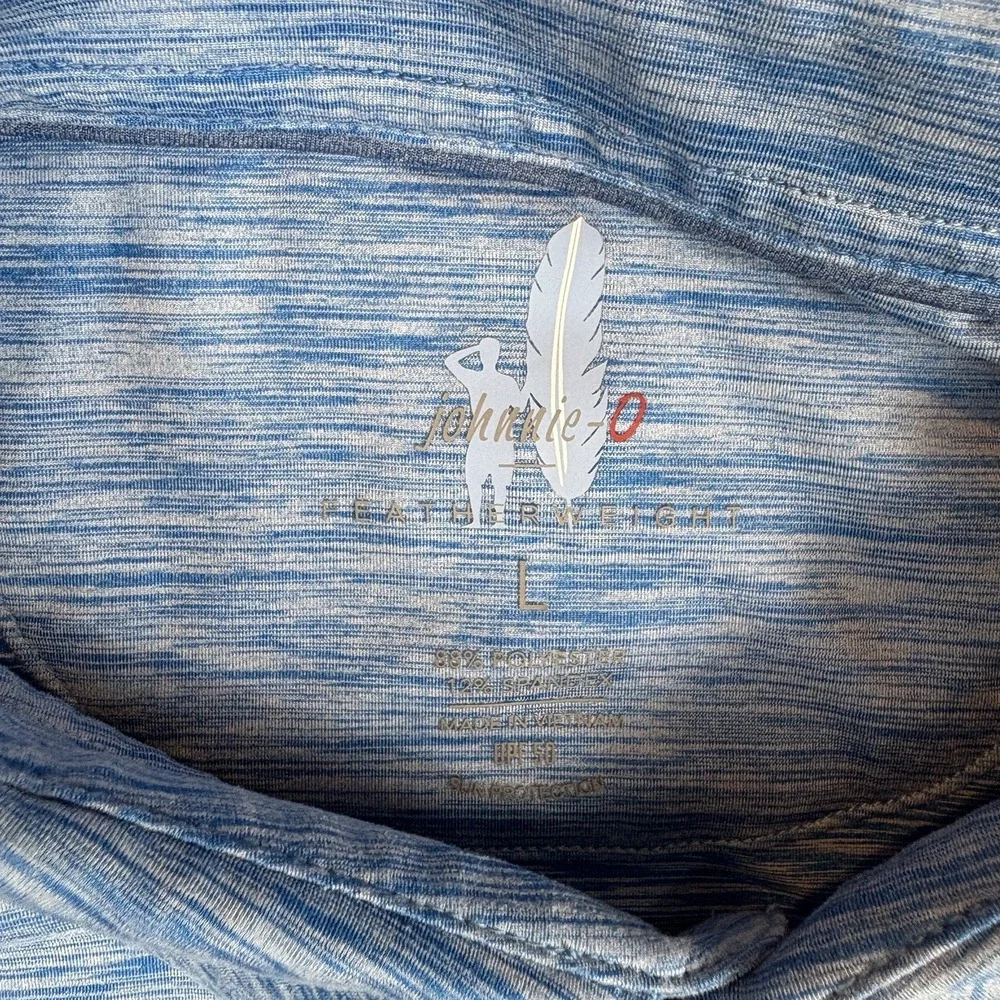 Johnnie-O Polo Shirt Lot (2) Mens L White Blue Floral Feather Performance Preppy - Picture 9 of 16
